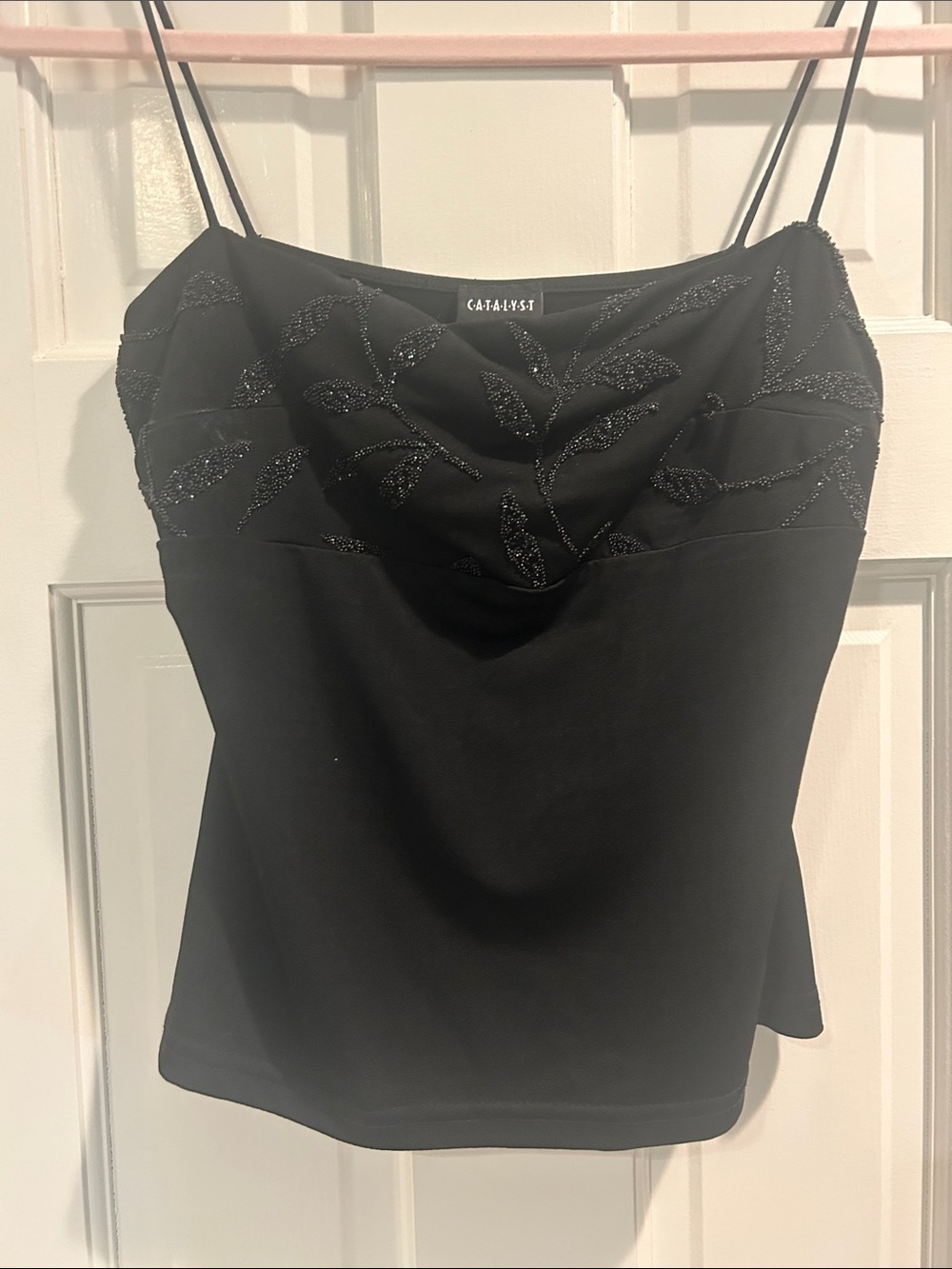 Catalyst Black Beaded Cowl Neck Camisole